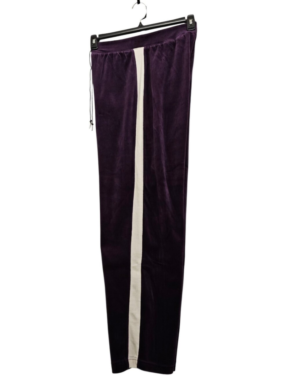 Erika Purple Velour Track Pants with Cream Side Stripes - Picture 2 of 7